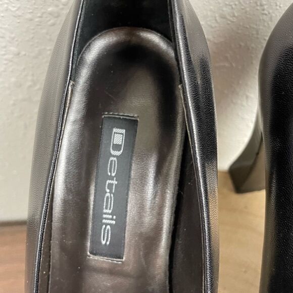 Details Black Chunky Leather Heels Size 9B EUC - Picture 5 of 9